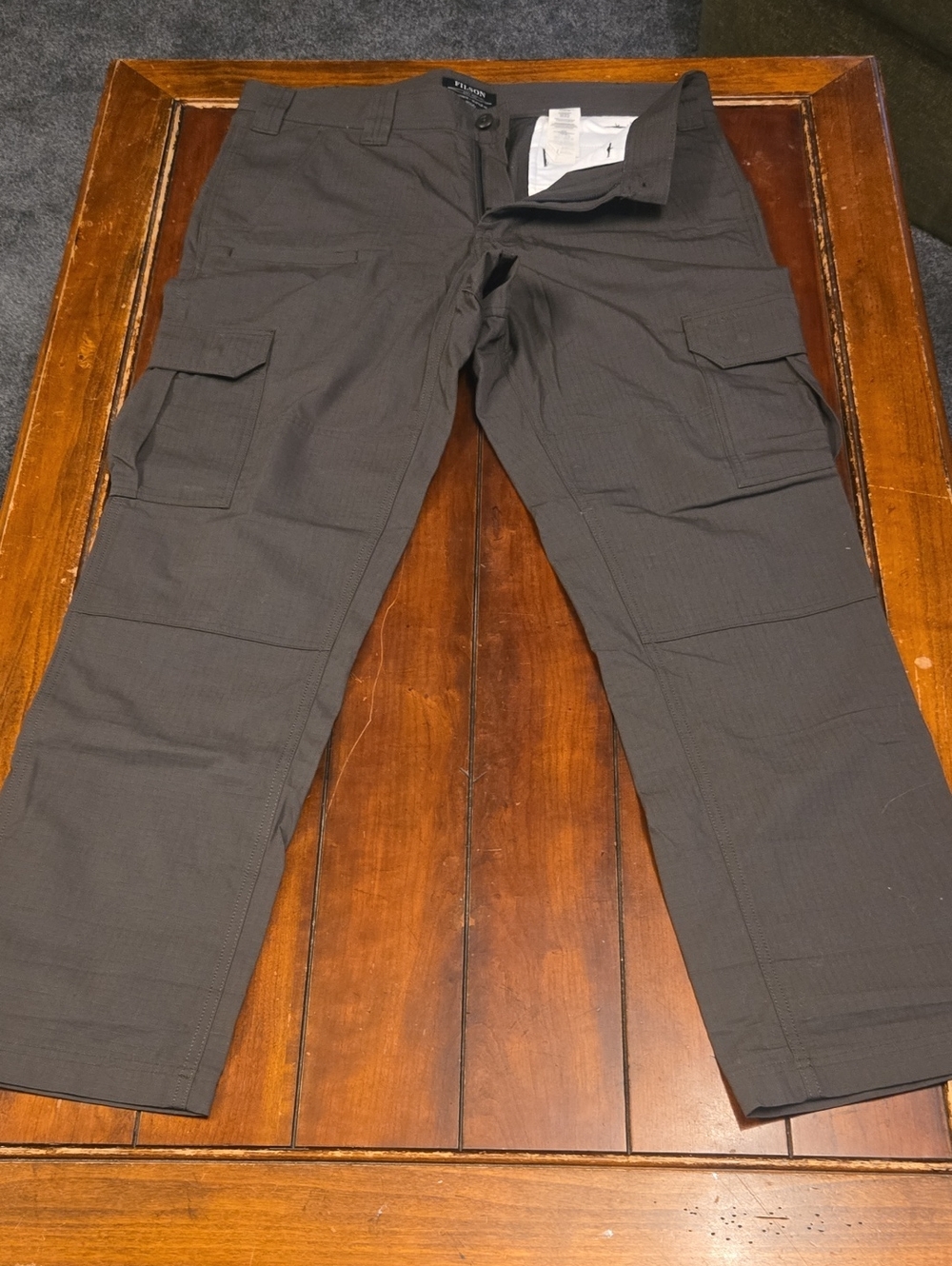 Filson Men's Gray Olive Cargo Pants with Multiple Flap Pockets